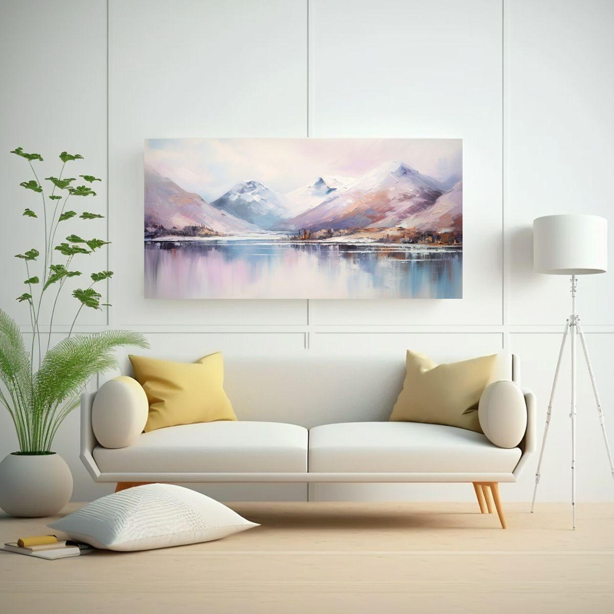 Pintura Abstracta Con Colores Pasteles De Montaña 80x40cm-2