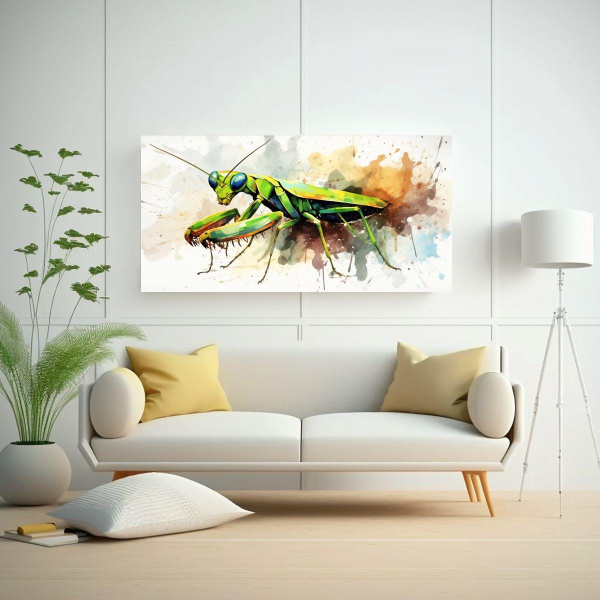 Cuadro Floral Con Delicadas Líneas: Mantis 60x30cm-2