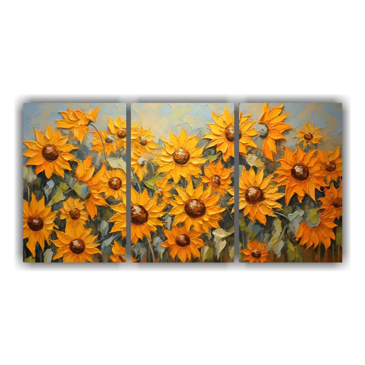 Cuadros Expresión Urbana De Girasoles Naranjas 180x90 Cm-0
