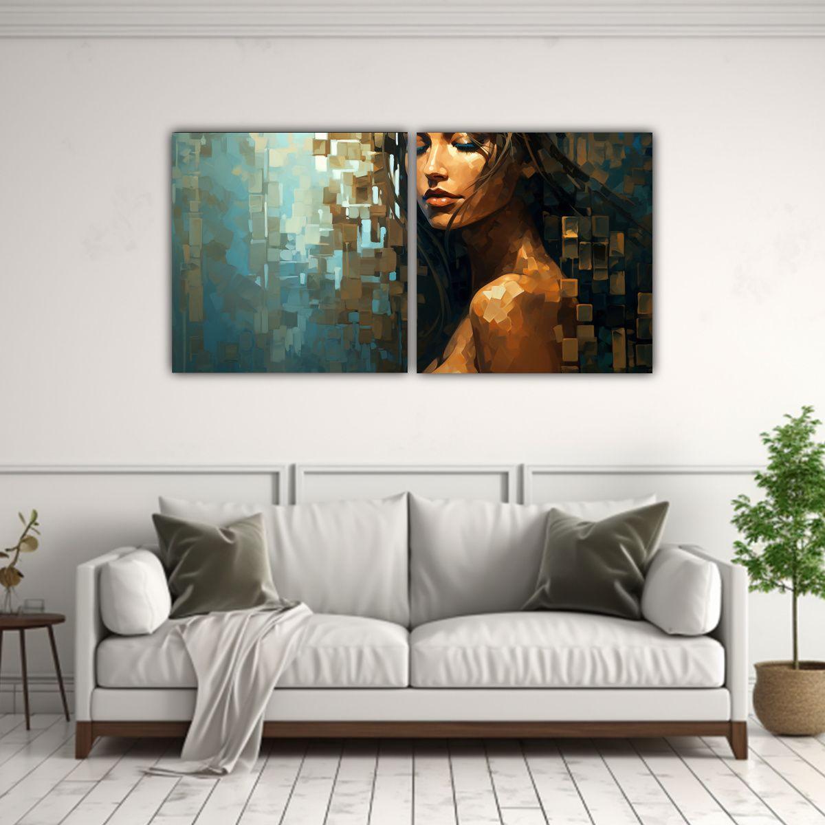 Pintura Abstracta Con Tonos Marrones Y Azules 120x60 Cm-2