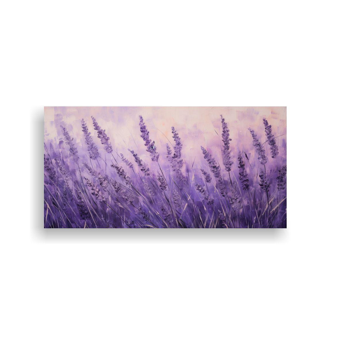 Cuadro En Bastidor Impreso Hierbas Tonos Lavanda 60x30cm-0