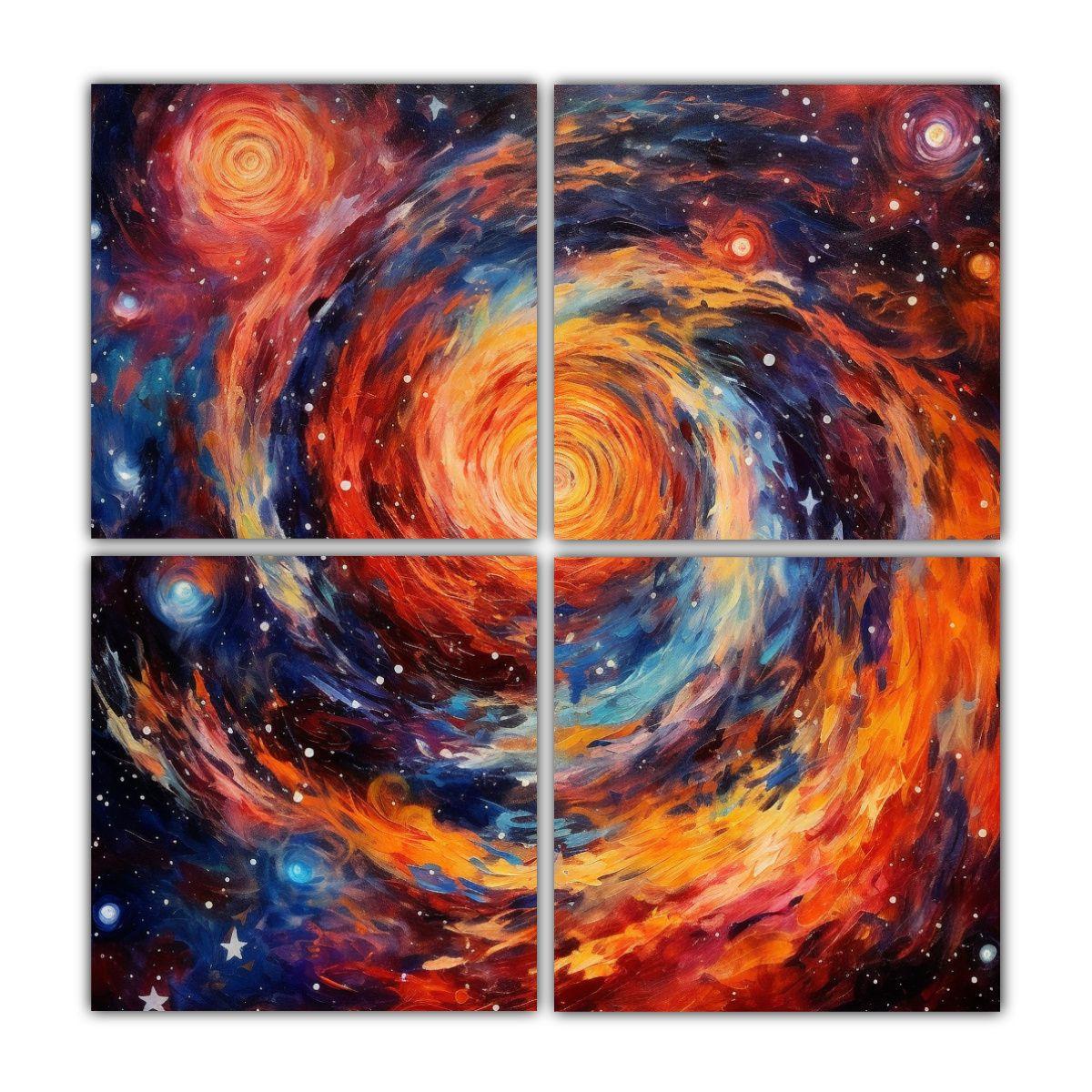 Cuadro Clásico De 4 Telas En Bastidor Moderno 200x200 Cm-0