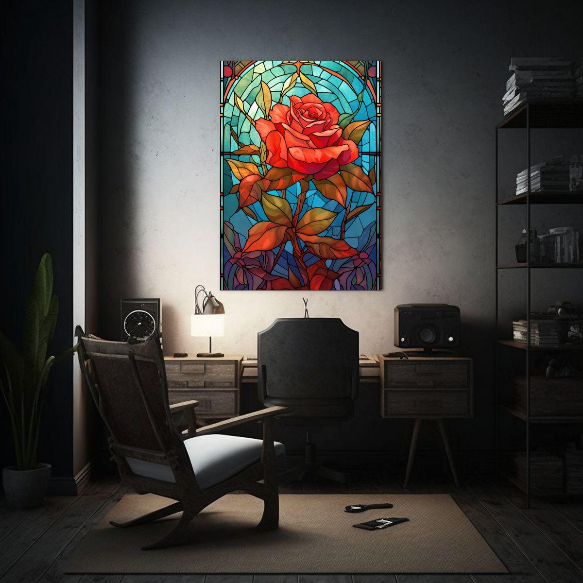 Pintura Decorativa Composición Adorno Vitral 30x45cm-2