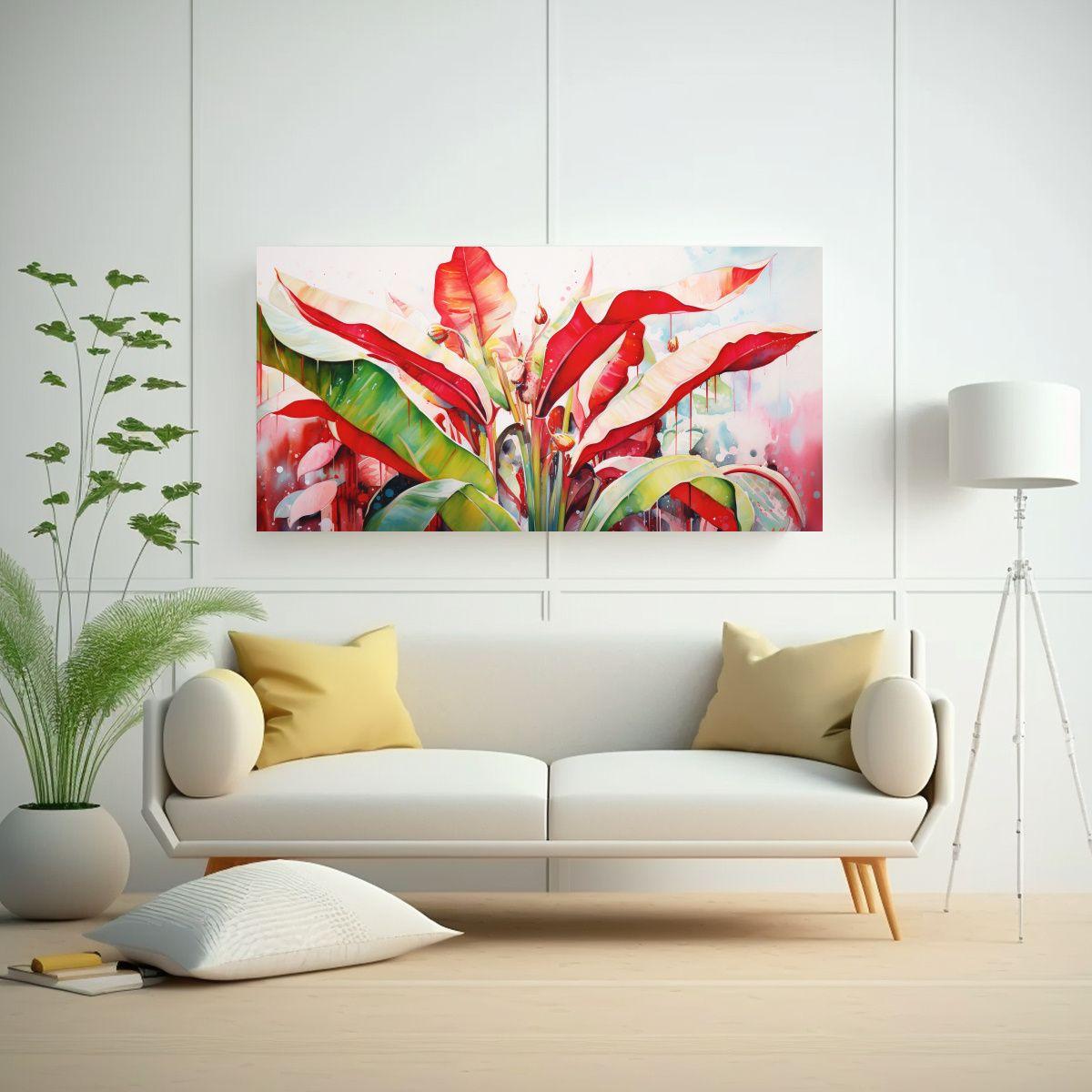 Cuadro Abstracto Árbol Plátano Blanco Rojo 120x60cm-2