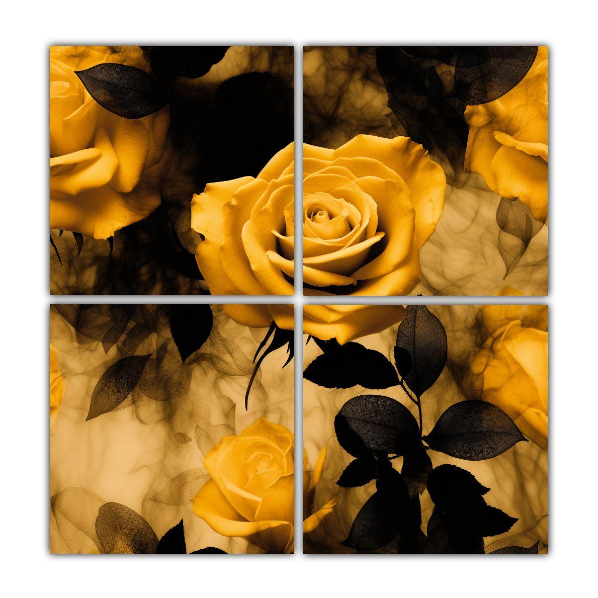 Cuadros Cuadrado Para Oficina Con Rosas Amarillas 160x160 Cm-0
