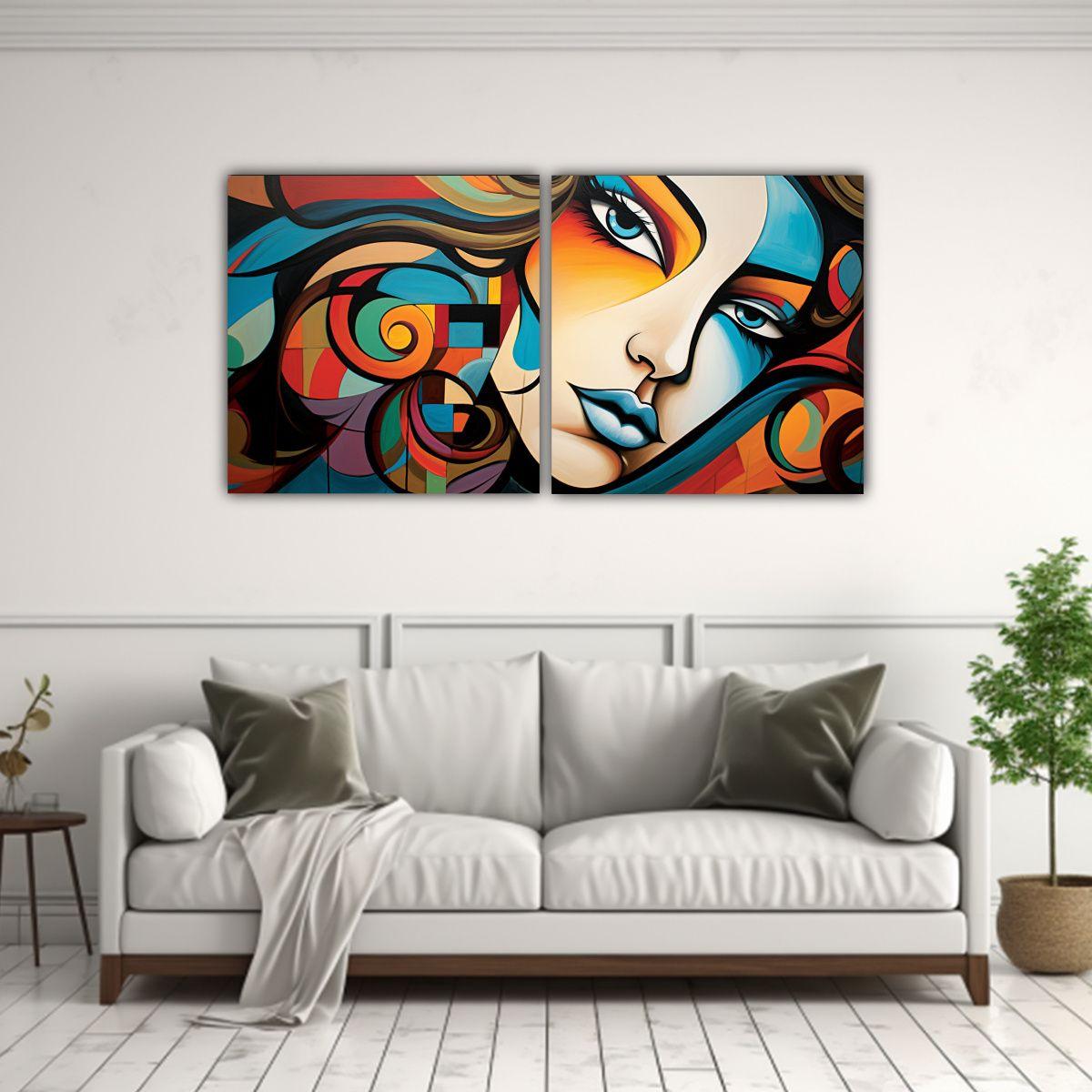 Cuadro De Pared Mujer Abstracta Para Decoración 80x40 Cm-2