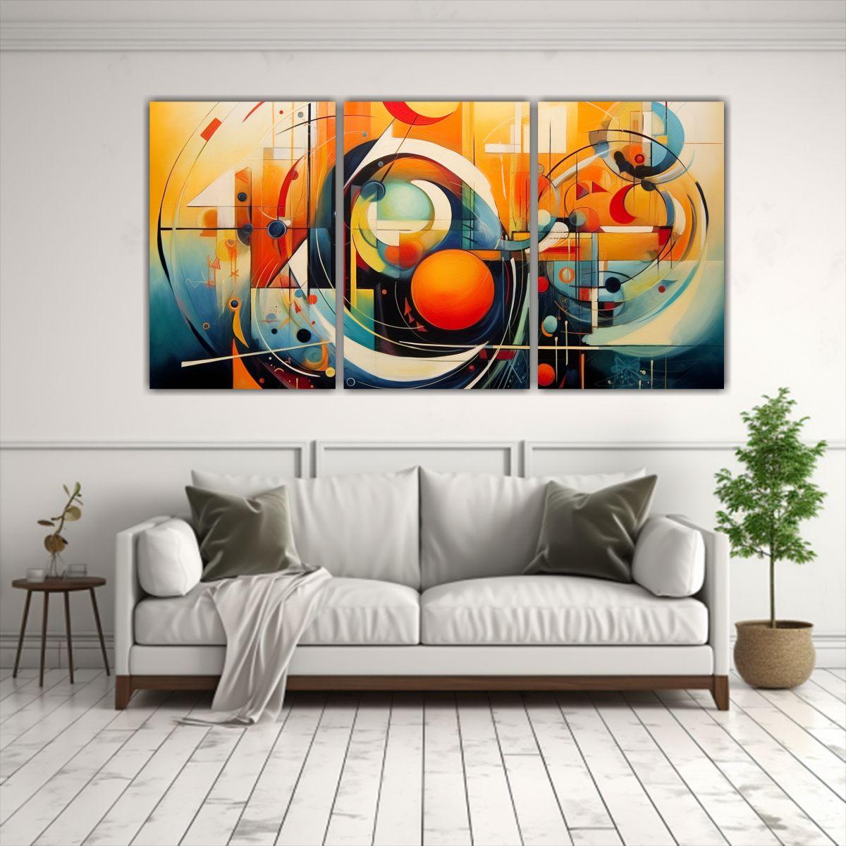 Conjunto 3 Artes De Pared Abstracto Inspirador 150x75 Cm-2