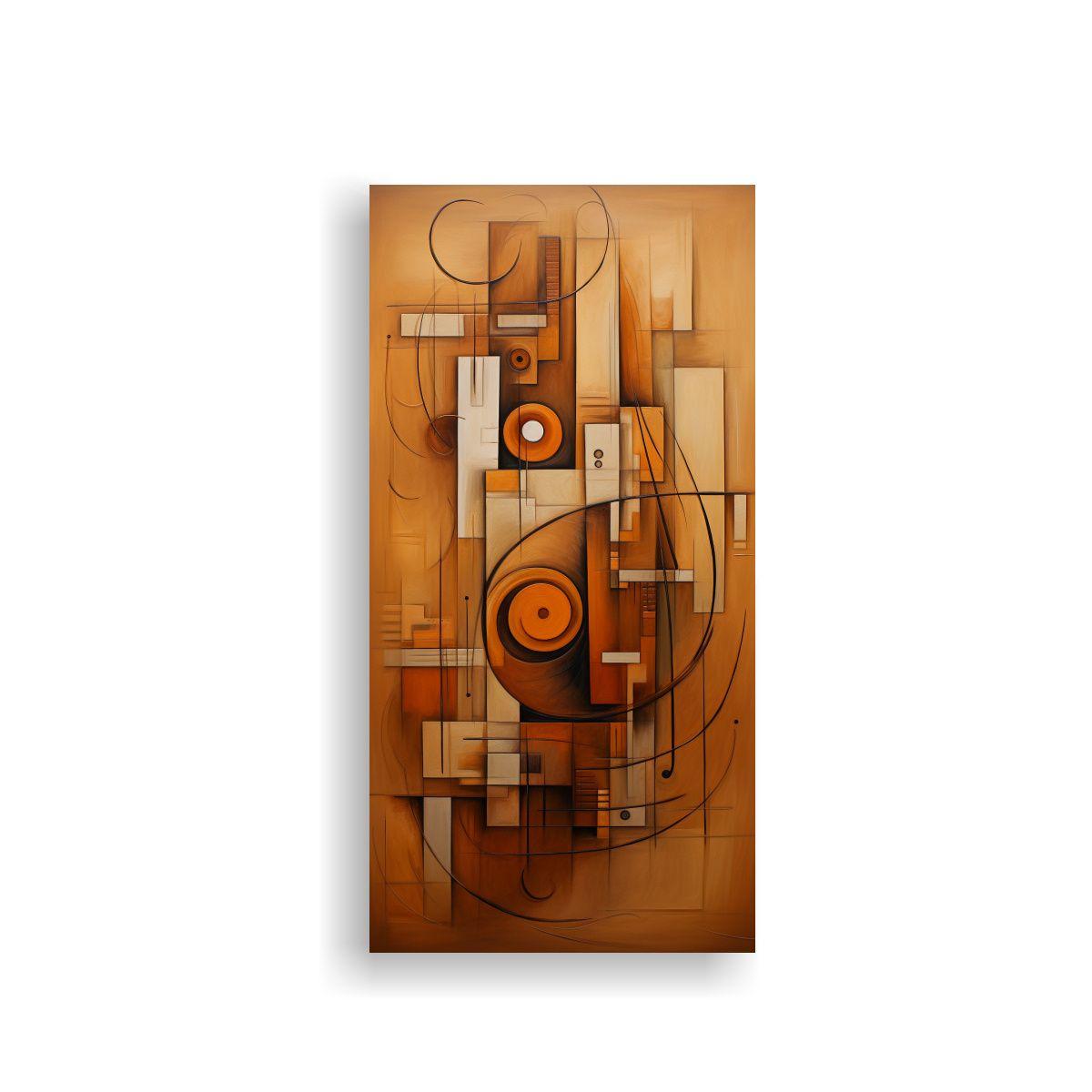 Cuadros Abstractos Tonos Marrones Lienzo De Tela 70x140cm-0
