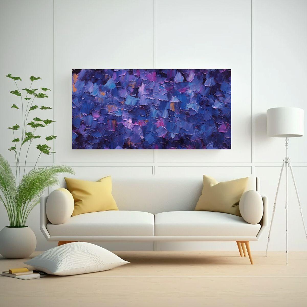 Cuadro De Textura Abstracta Oscura Con Figuras 140x70cm-2