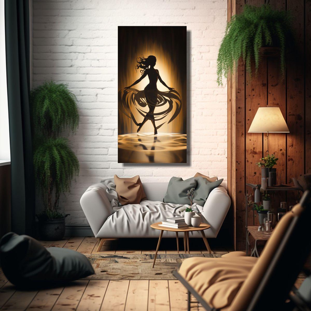 Cuadro Decoración Abstracto Baile De Luz Y Sombra 70x140cm-2