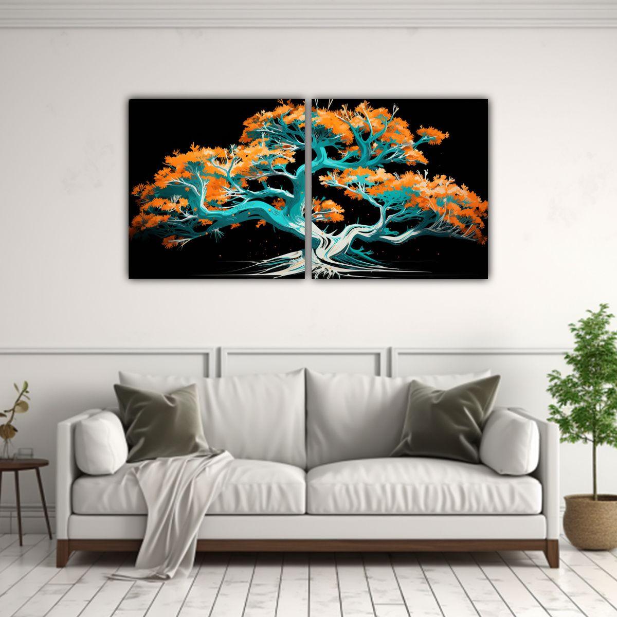 Cuadro Neonoir Un árbol De Enebro En Colores 120x60 Cm-2