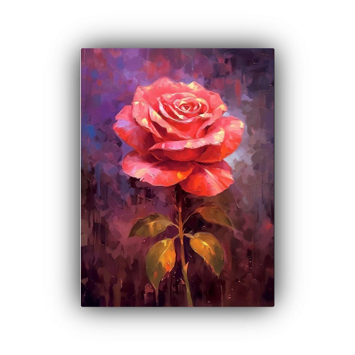Cuadro De Composición De Una Rosa Roja Vibrante 40x50cm-0