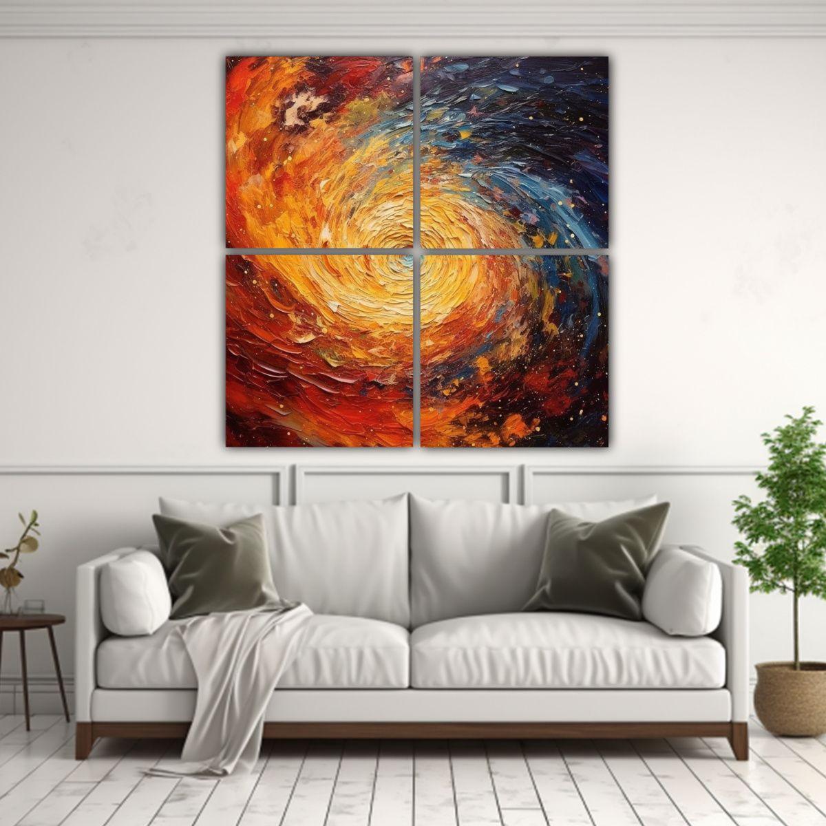 Artes Acuarela Abstracta Para Oficina: 140x140 Cm-2