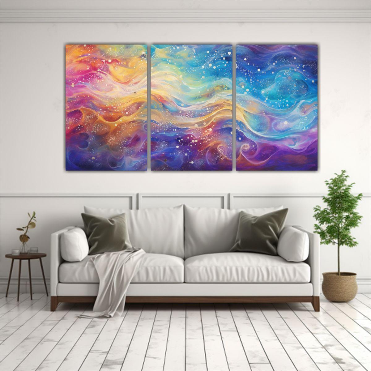 Set 3 Cuadros Abstracto Textura Estilo 240x120 Cm-2