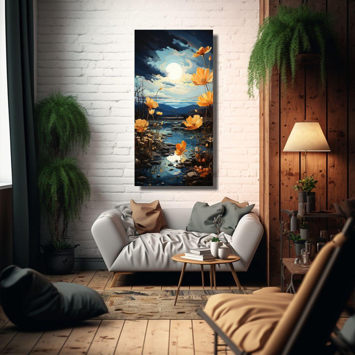 Cuadro Moderno Florecimiento Pequeñas Flores 70x140cm-2