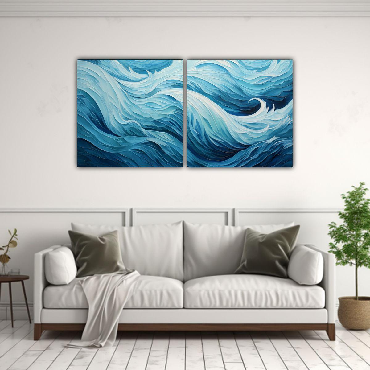 Dos Lienzos Impreso Urbano Con Patrones 100x50 Cm-2