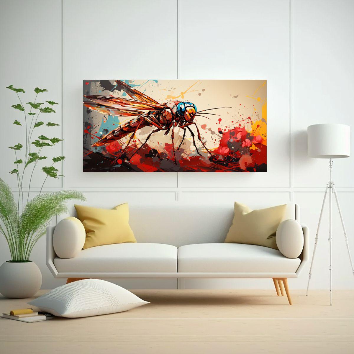 Pintura Decorativa De Insecto En Colores Mocha Y 80x40cm-2
