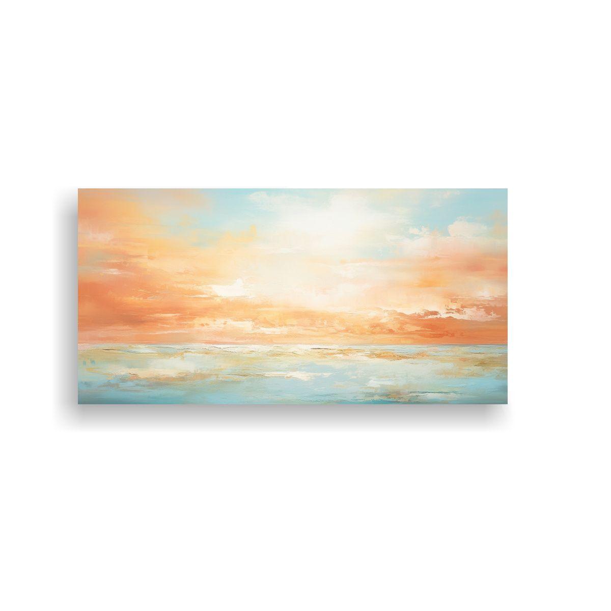 Cuadro Abstracto Mar Y Cielo Con Colores Naranjas 100x50cm-0