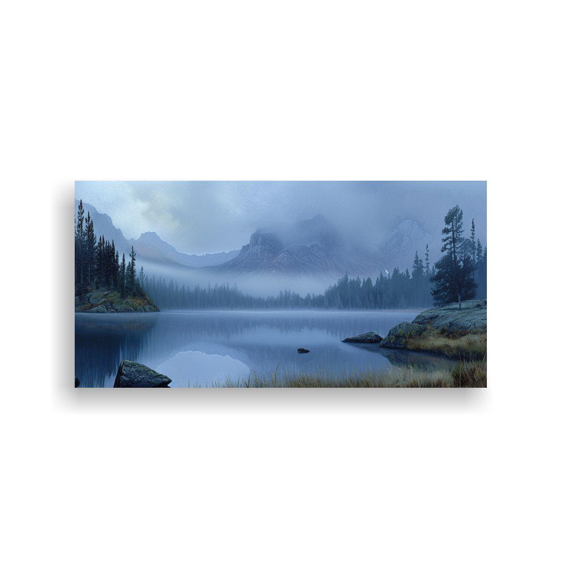 Pinturas Lienzo Tela Paisaje Montañas Lago 140x70cm-0