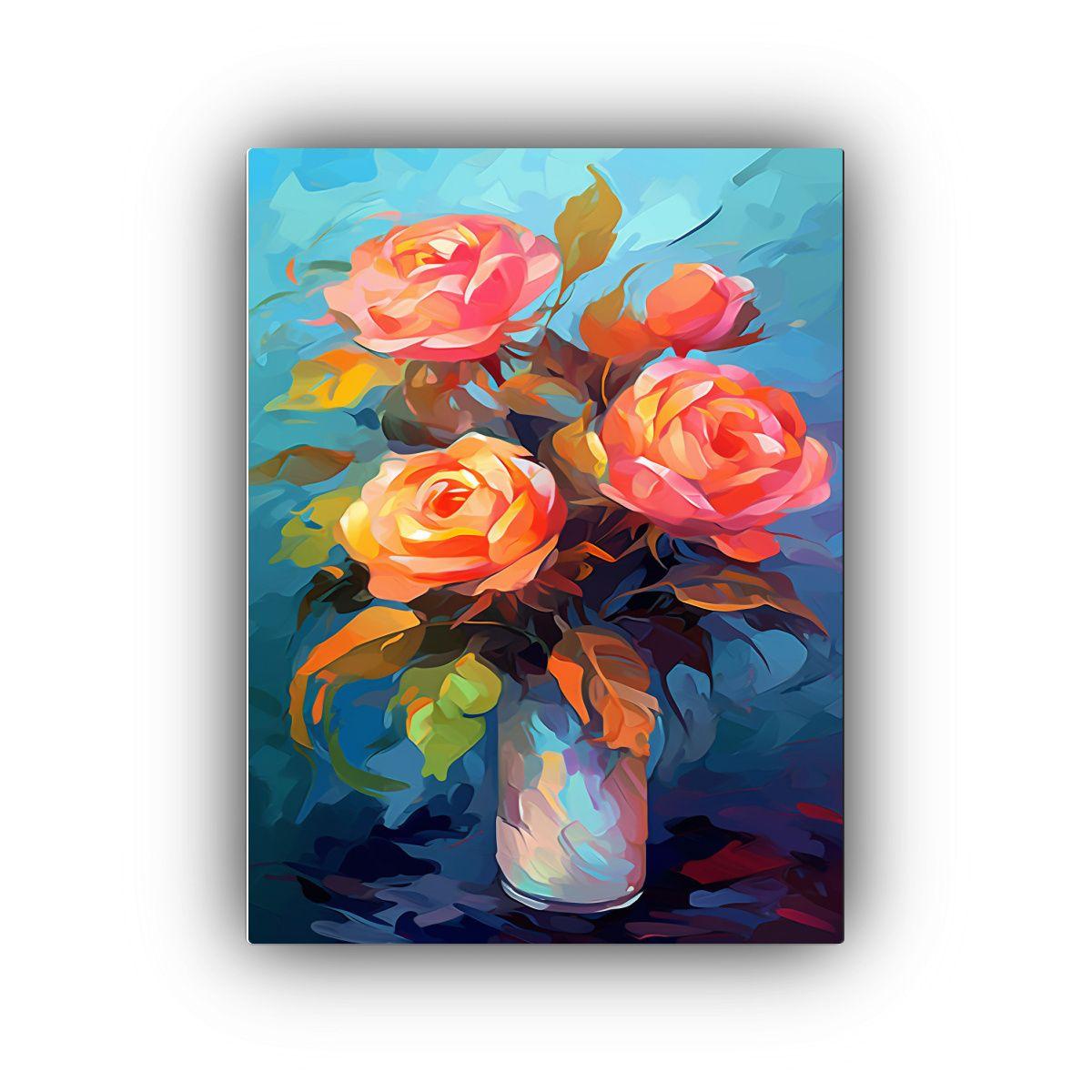 Cuadro De Lienzo Con Elegante Ramo De Rosas En La 30x45cm-0