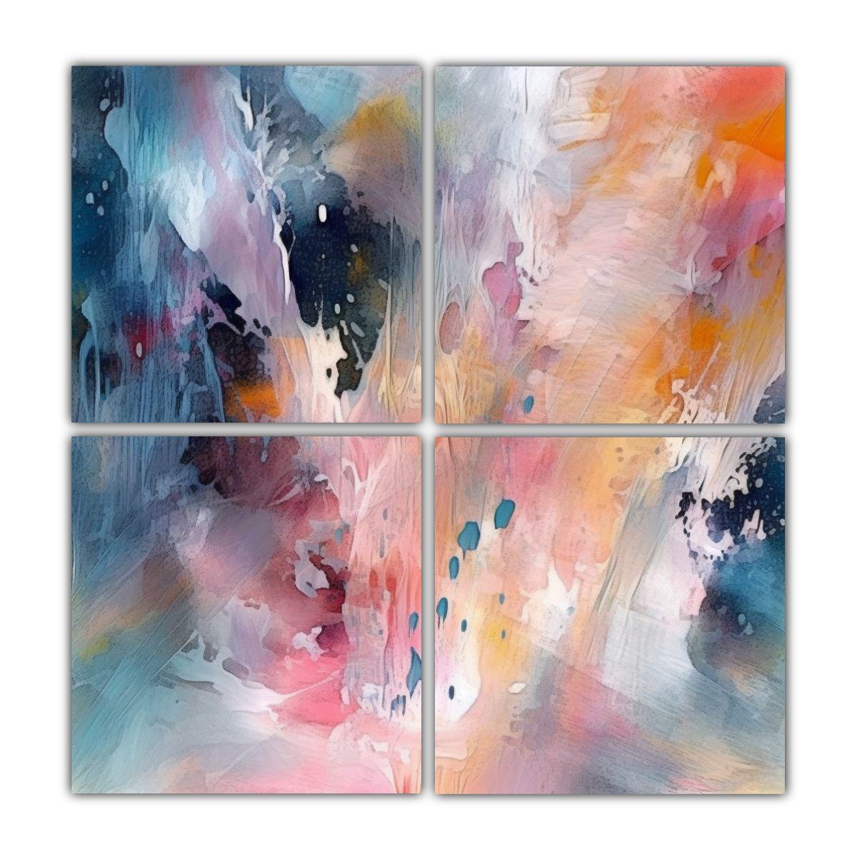 Cuadro Fotografía Única Acuarela Abstracta 120x120 Cm-0