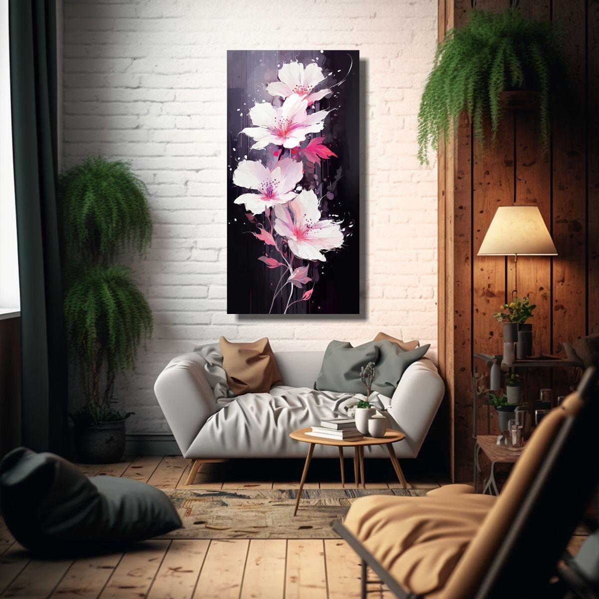 Cuadro Moderno Calma En Colores Blanco Y Rosa, 60x120cm-2