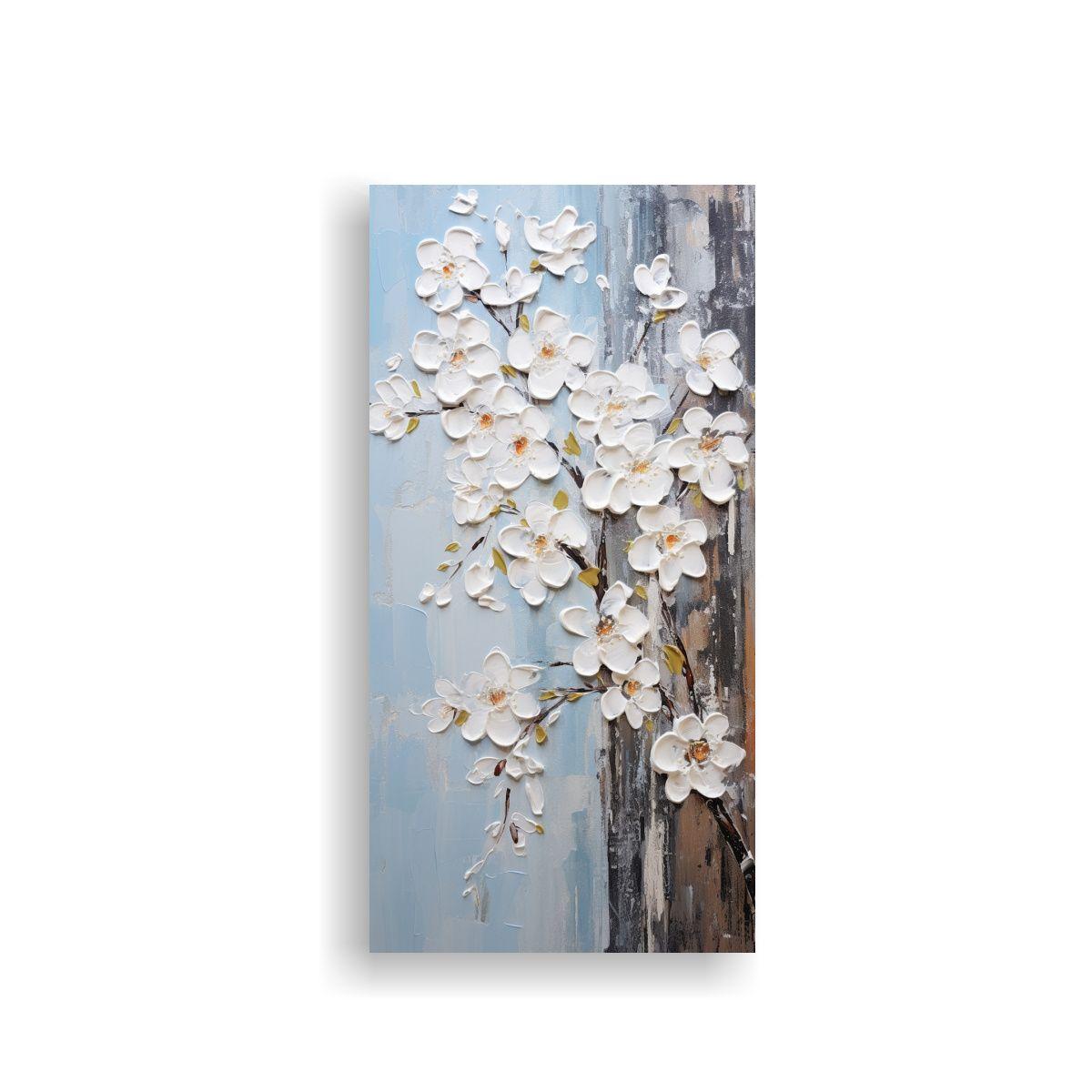 Pintura En Lienzo De Cerezos Blancos En Arte 40x80cm-0