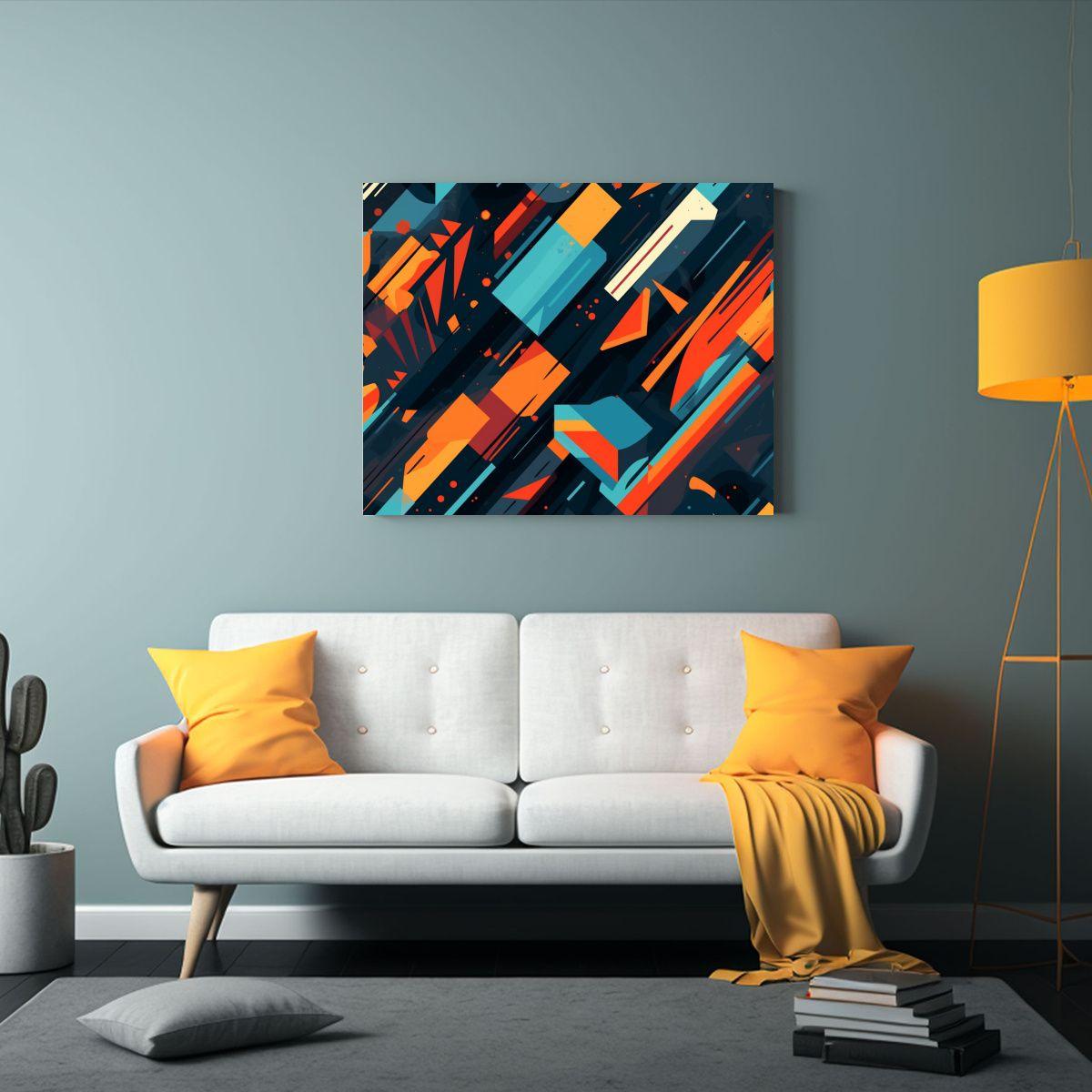 Pintura En Bastidor Abstracta Con Colores Contrastes Dinámi 40x30cm-2