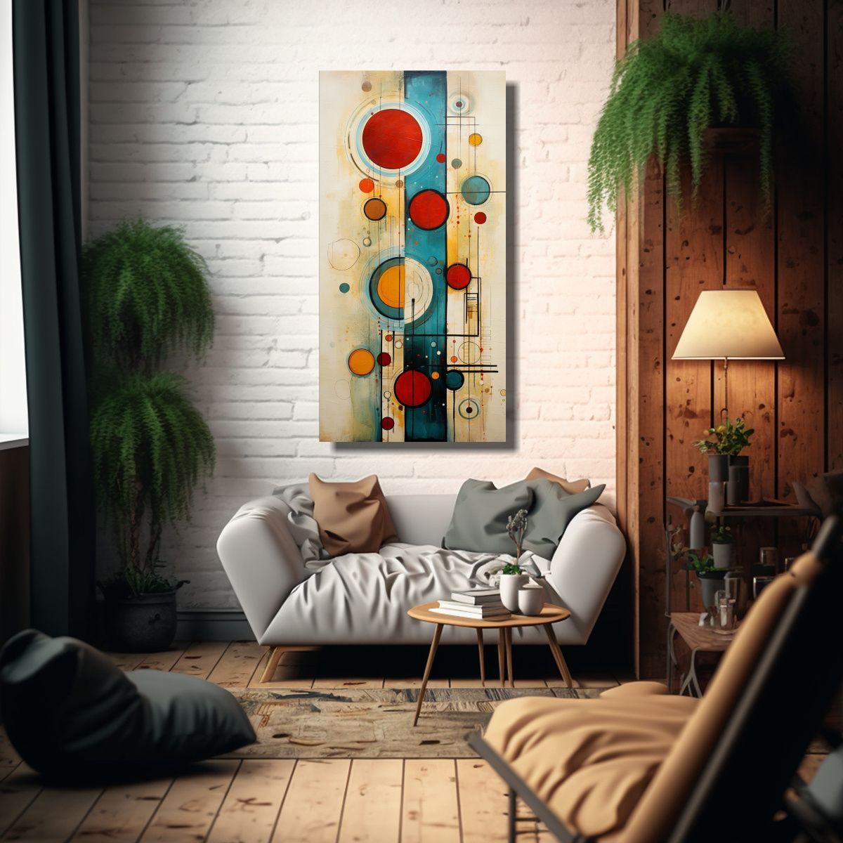 Cuadro Abstracto Con Círculos En Estilo Temático 50x100cm-2