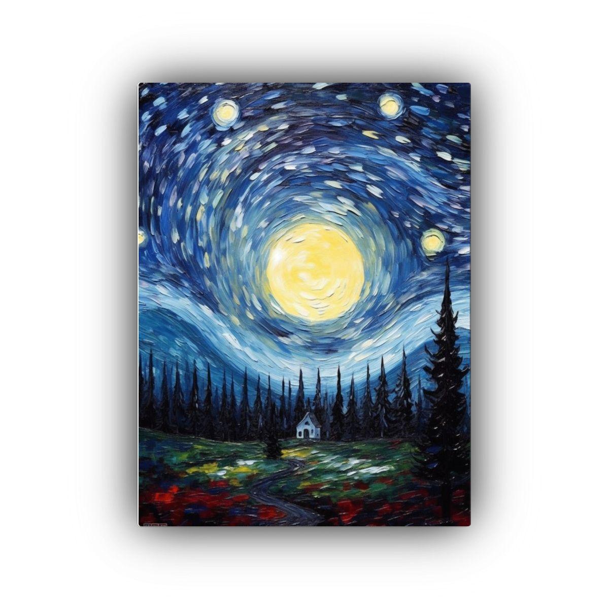 Arte De Pared Horizontal Noche Tranquila En El Campo 20x30cm-0