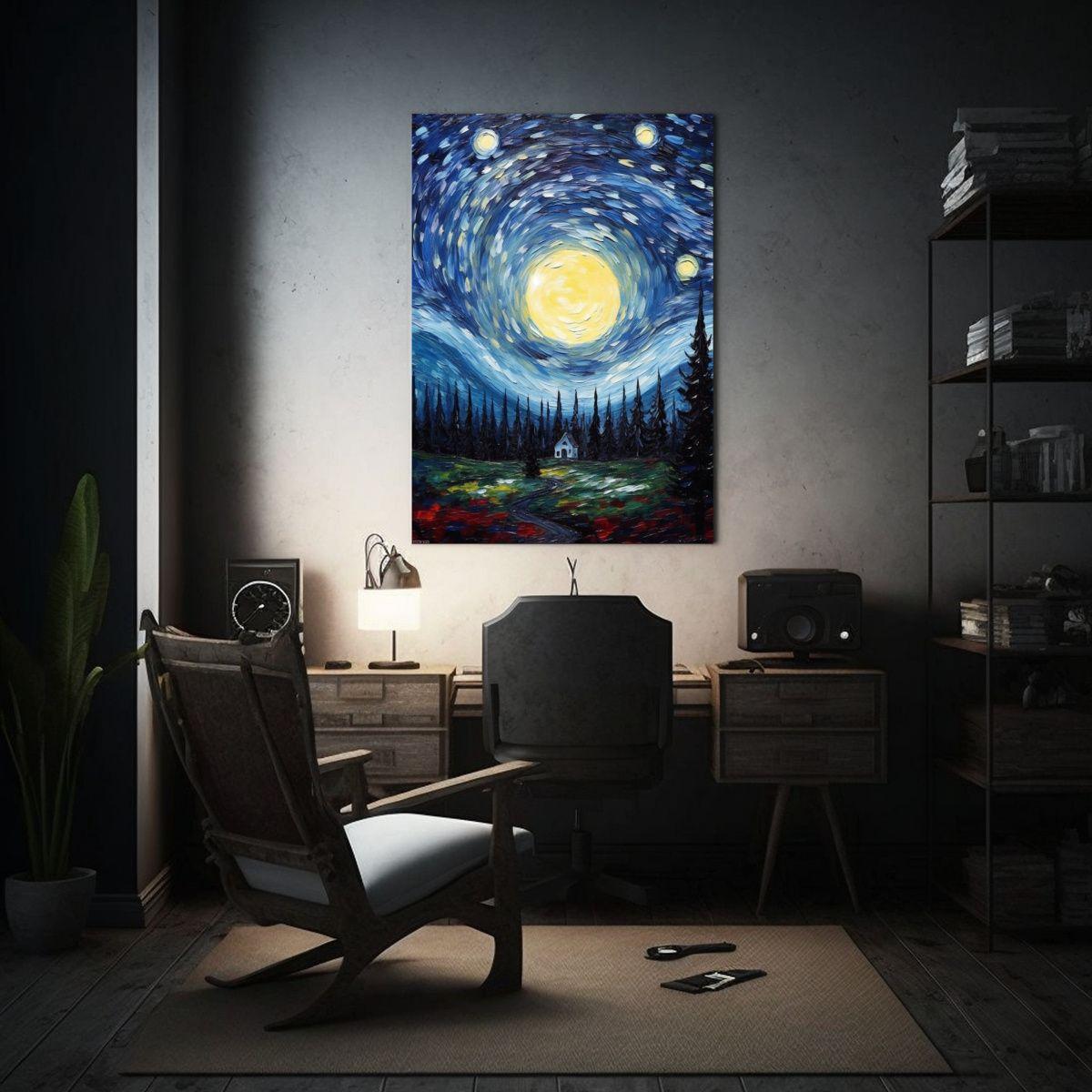 Arte De Pared Horizontal Noche Tranquila En El Campo 20x30cm-2