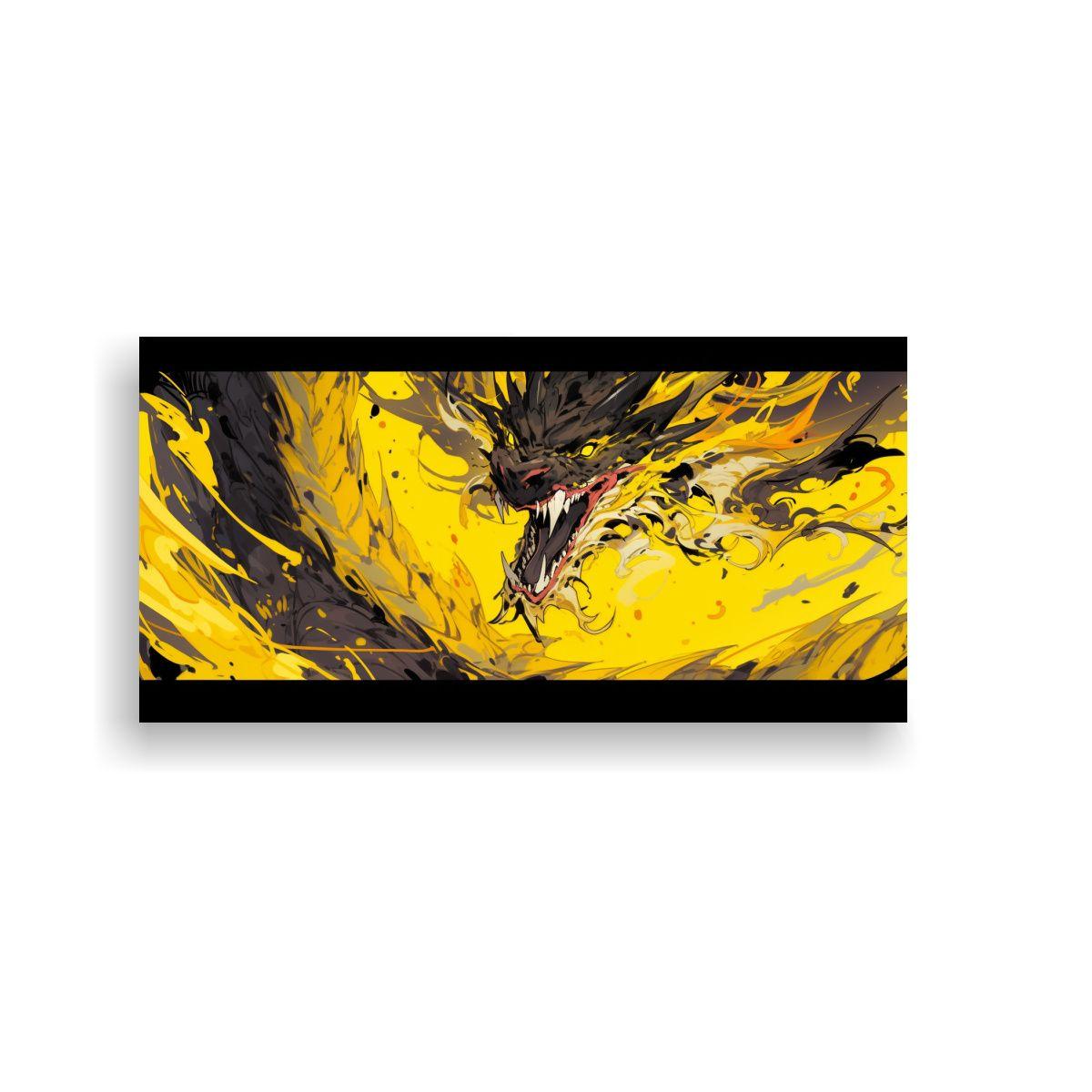 Cuadro Moderno: Dragón Amarillo En Bastidor 60x30cm-0