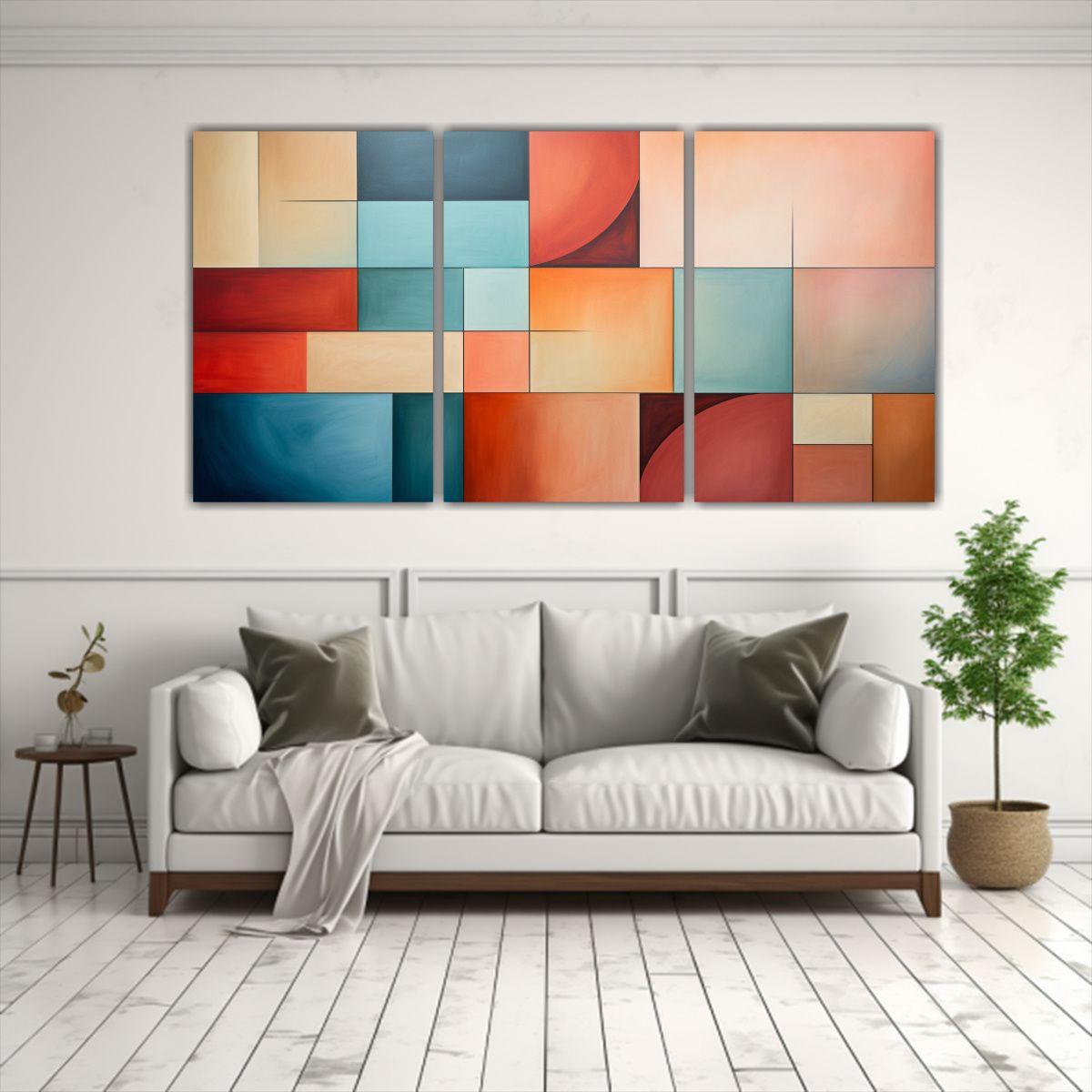 Juego 3 Telas Bastidor Tonos Brillante 150x75 Cm-2
