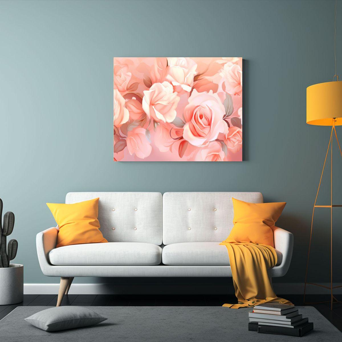 Cuadro Moderno Con Diseño De Rosas Delicadas En Acuarela 30x20cm-2