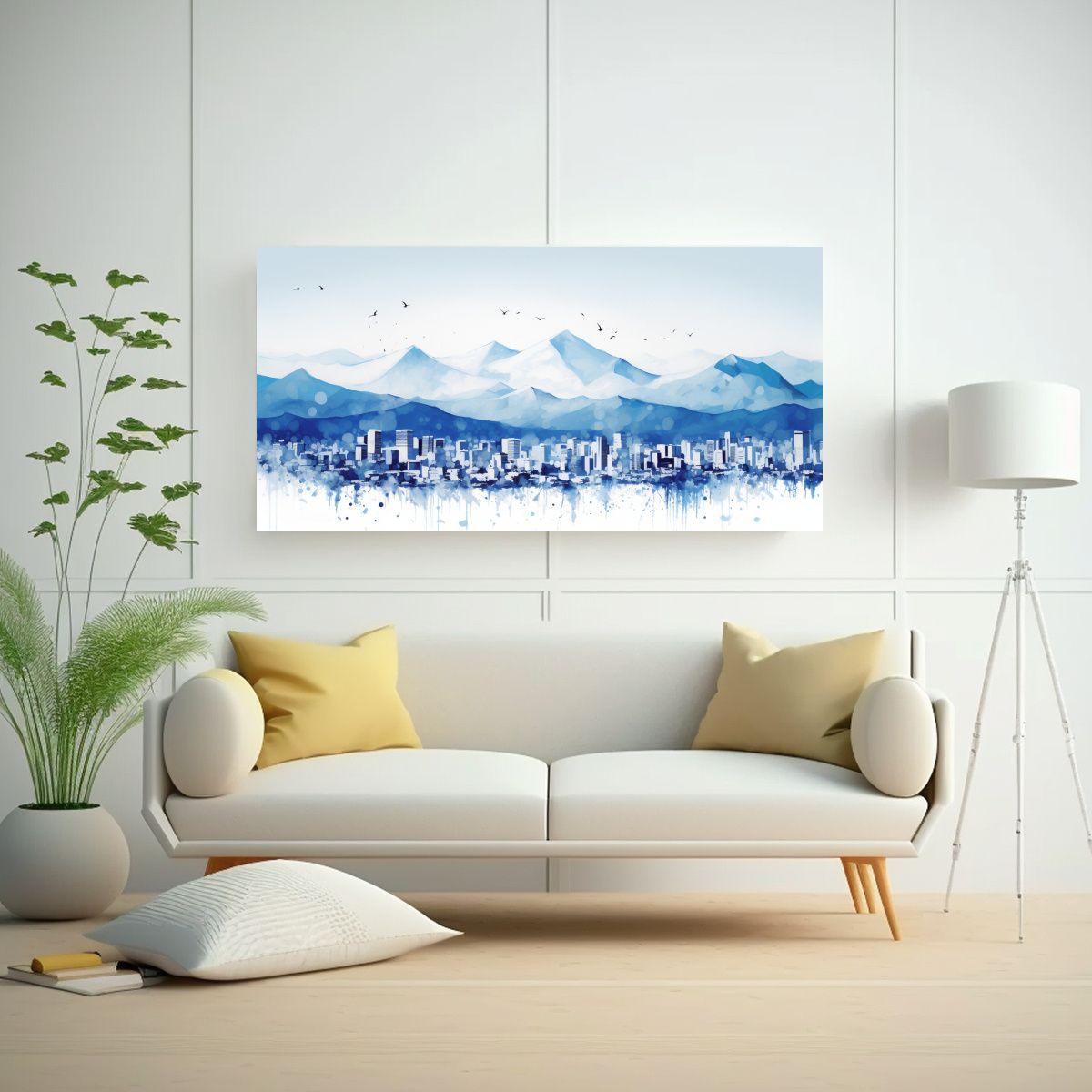 Pinturas De Decoración Moderna En Blanco Y Azul 120x60cm-2