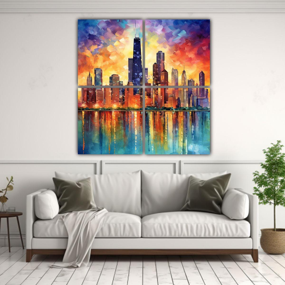 Cuatro Artes Vanguardia Cuadro Estilo Crash The 120x120 Cm-2
