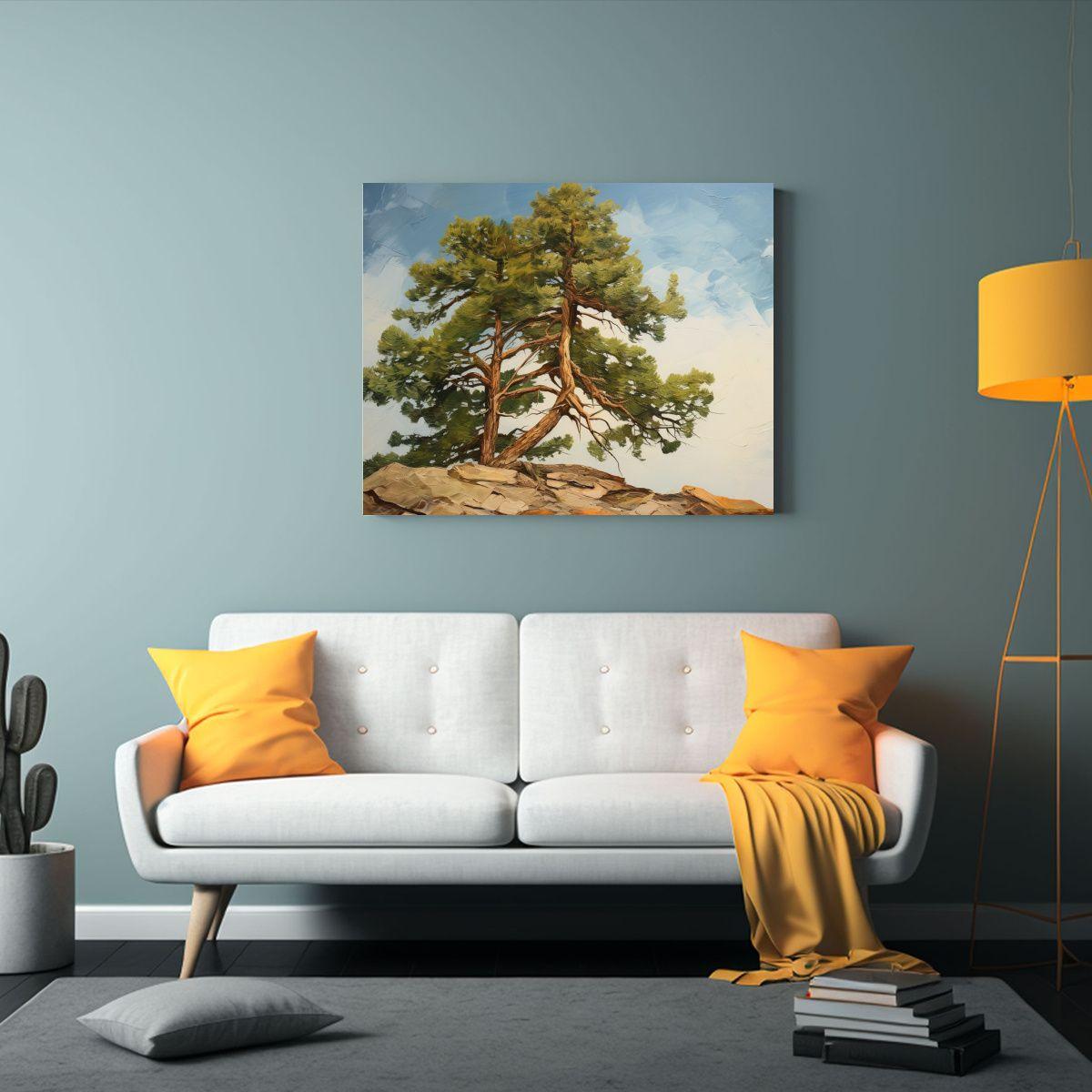 Pintura Abstracta Detallada Estilo óleo De Un Pino 65x50cm-2