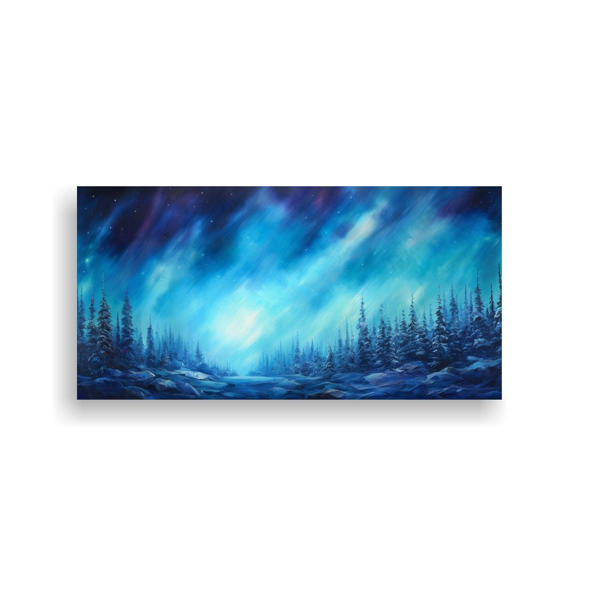 Pintura Abstracta Moderna De Aurora Boreal En Tono 120x60cm-0