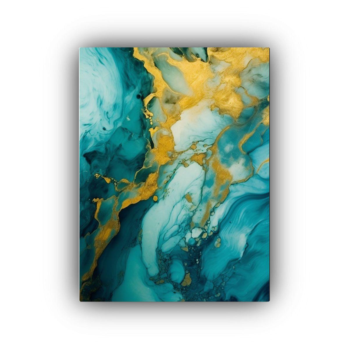 Pintura Con Textura De Fondo En Tela Color Turquesa Claro De 60x90cm-0