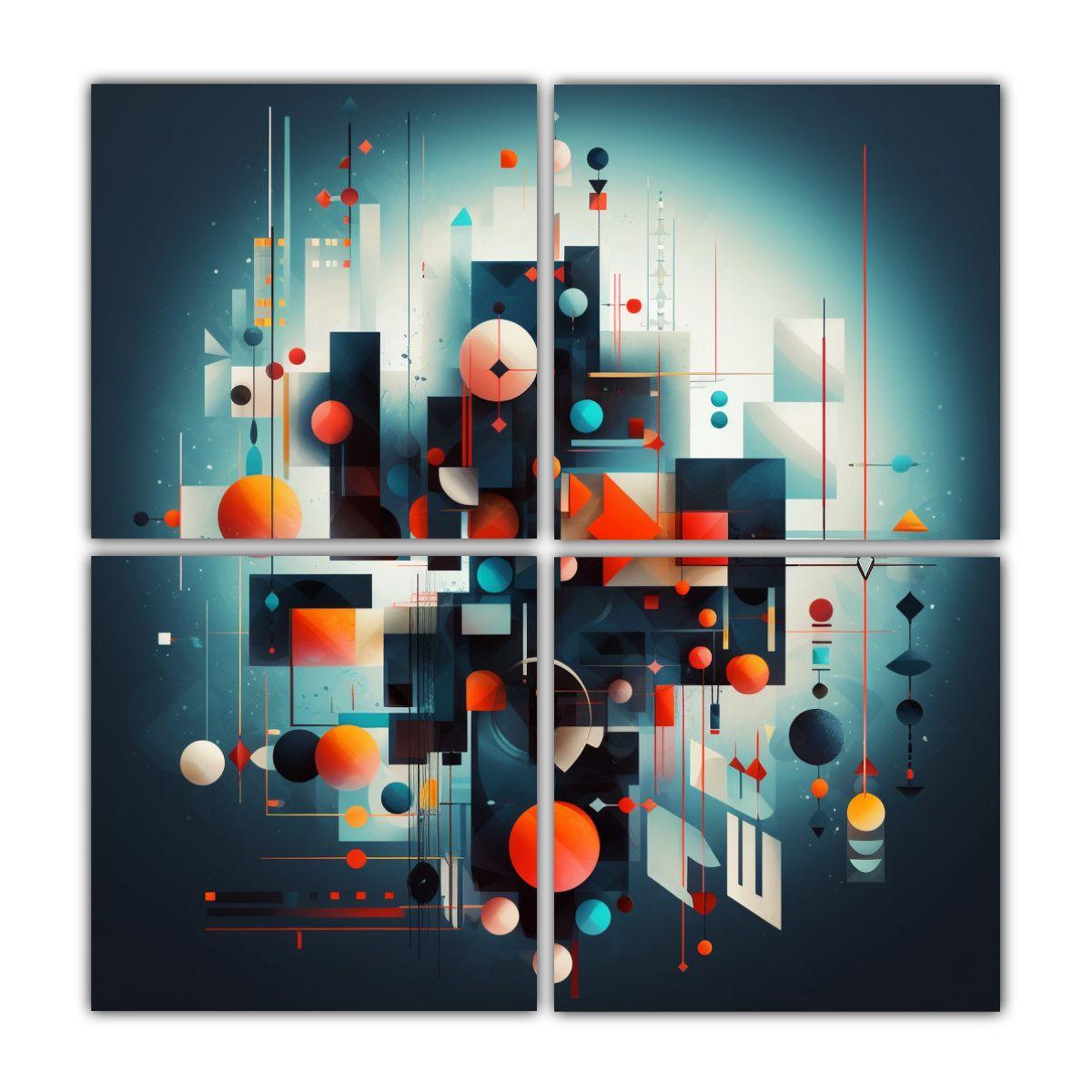 Arte De Pared Geométrico Equilibrio Movimiento 80x80 Cm-0