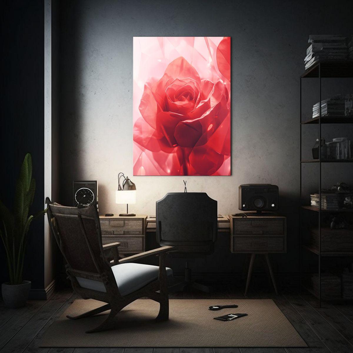 Pintura De Lienzo Decorativo Con Estrellas Y Rosa 40x60cm-2