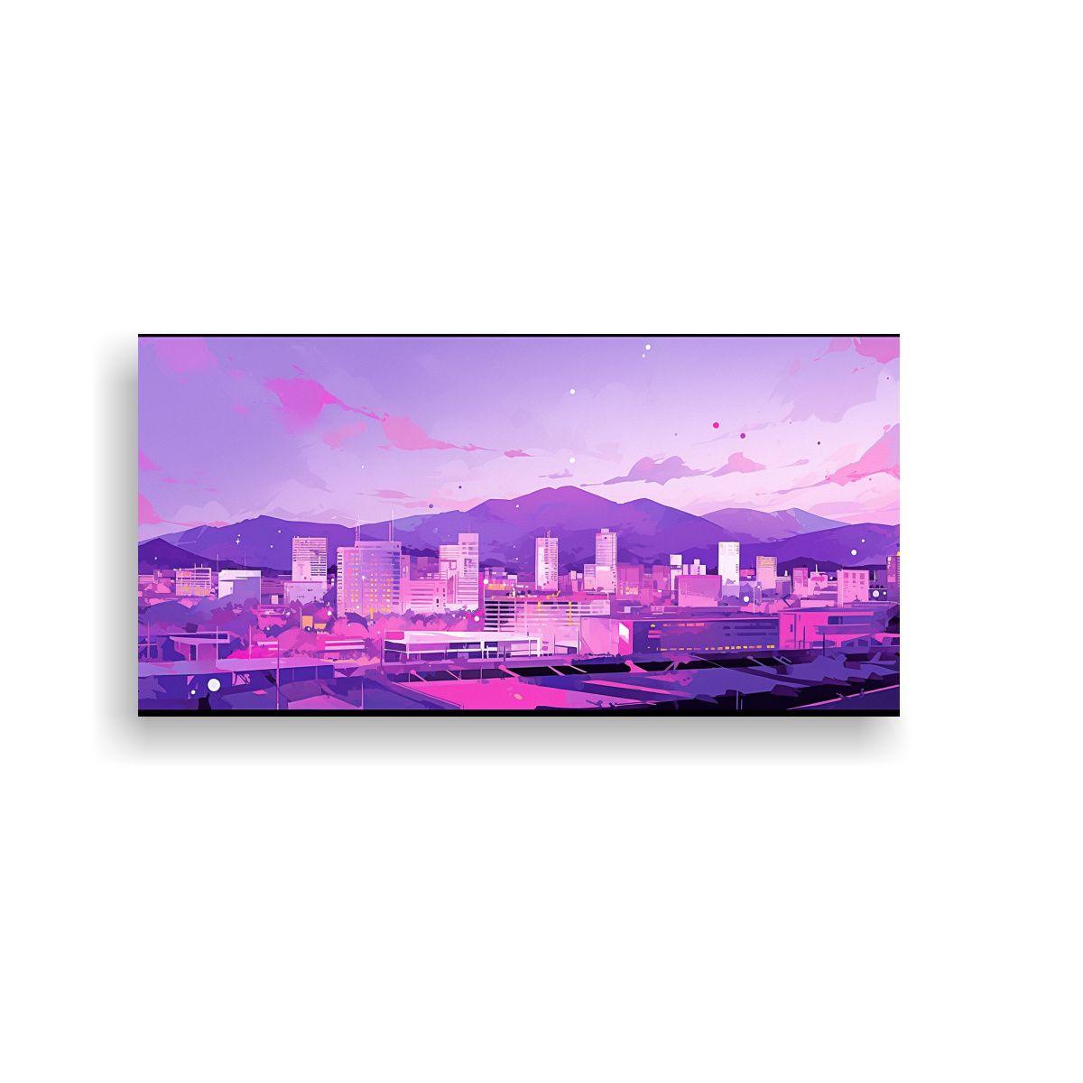 Cuadro Vanguardia: Santiago En Chile En Pastel Y P 100x50cm-0