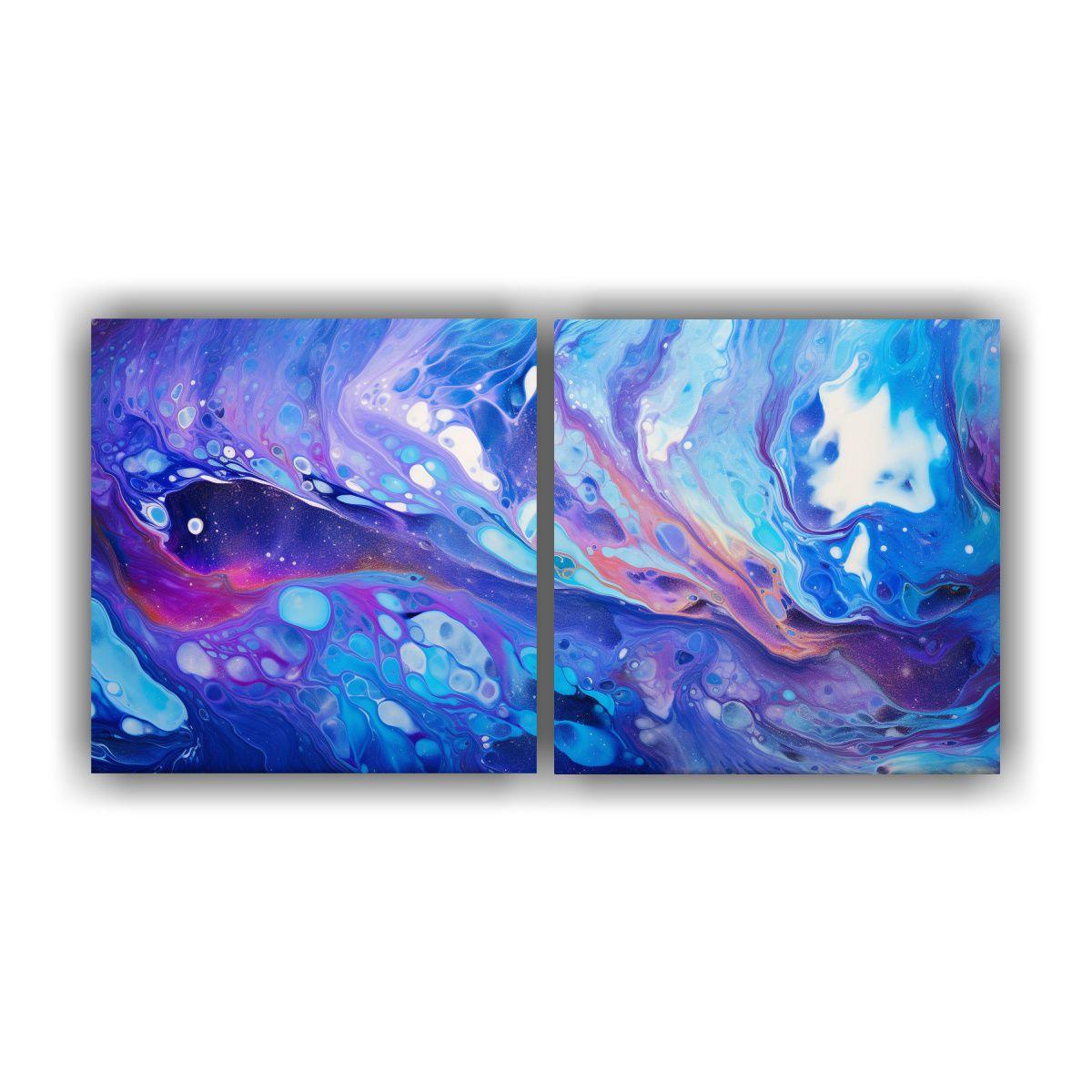 Pintura Abstracta Díptico Con Tema De Vitalidad 40x20 Cm-0