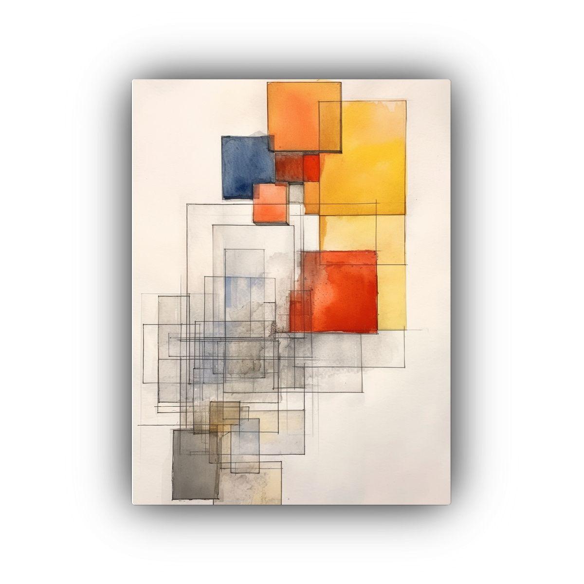 Pintura De Estilo Galería Con Cuadrados 50x65cm-0