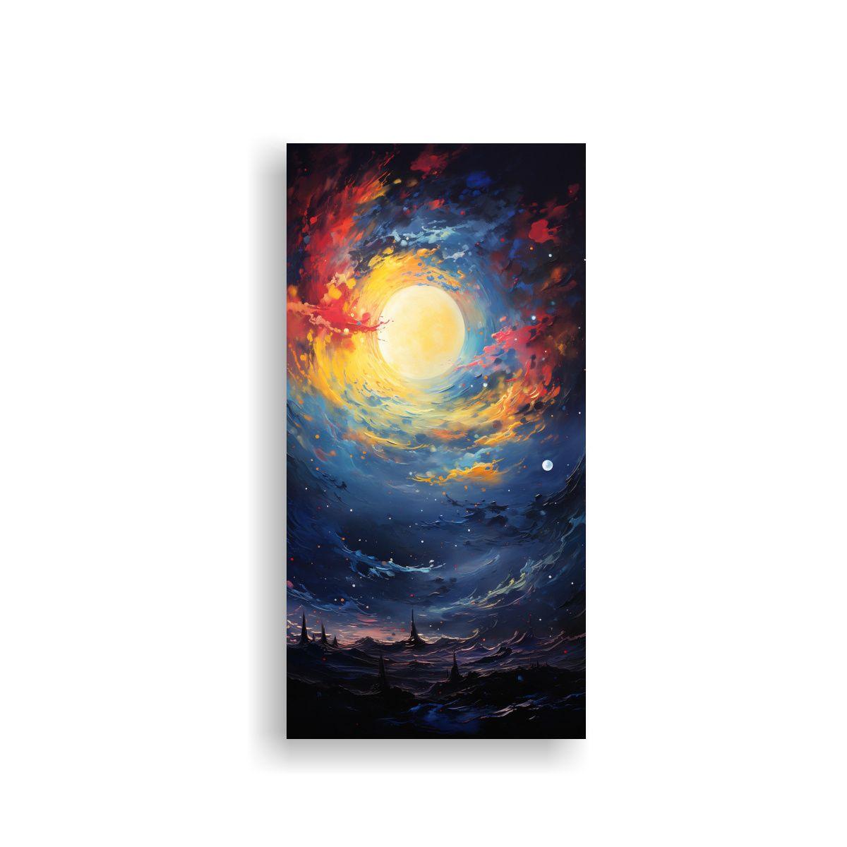 Pintura Abstracta De Luna Creciente De Alta 40x80cm-0