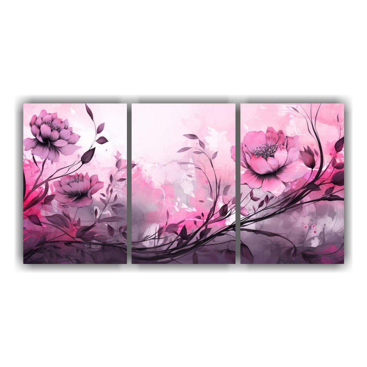 Tres Lienzos De Tela Abstractos Atmosfera Neonoir 60x30 Cm-0