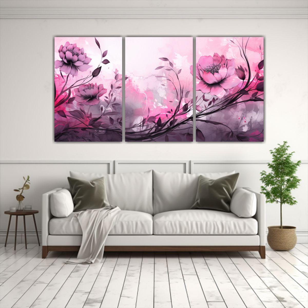 Tres Lienzos De Tela Abstractos Atmosfera Neonoir 60x30 Cm-2