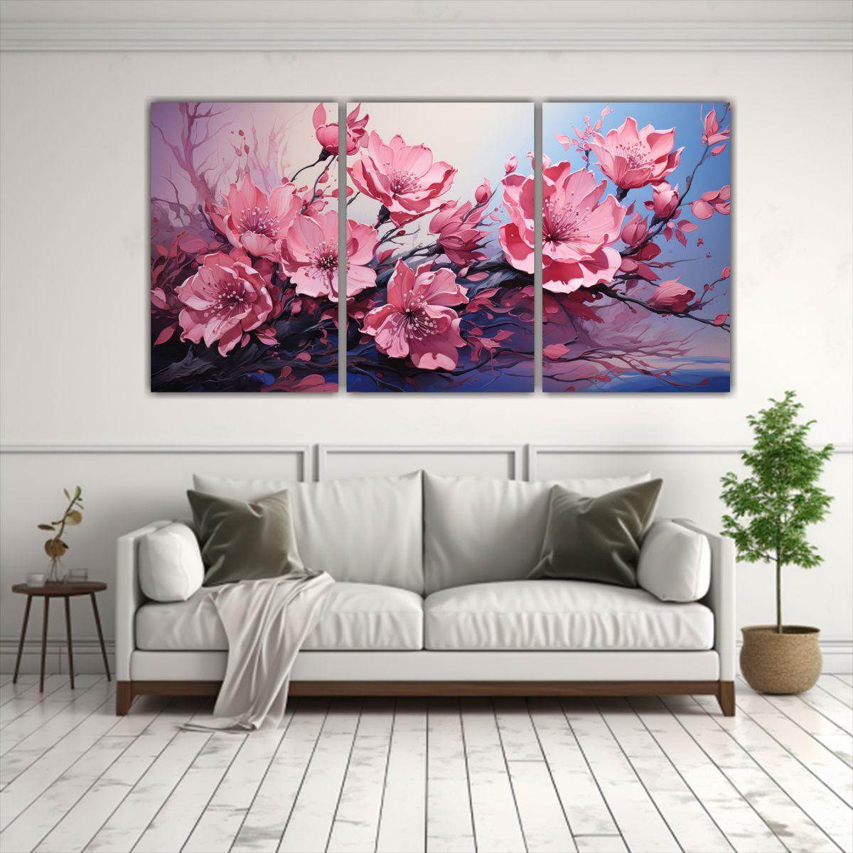 Tres Lienzos De Tela En Bonitos Colores Rosa Con 120x60 Cm-2