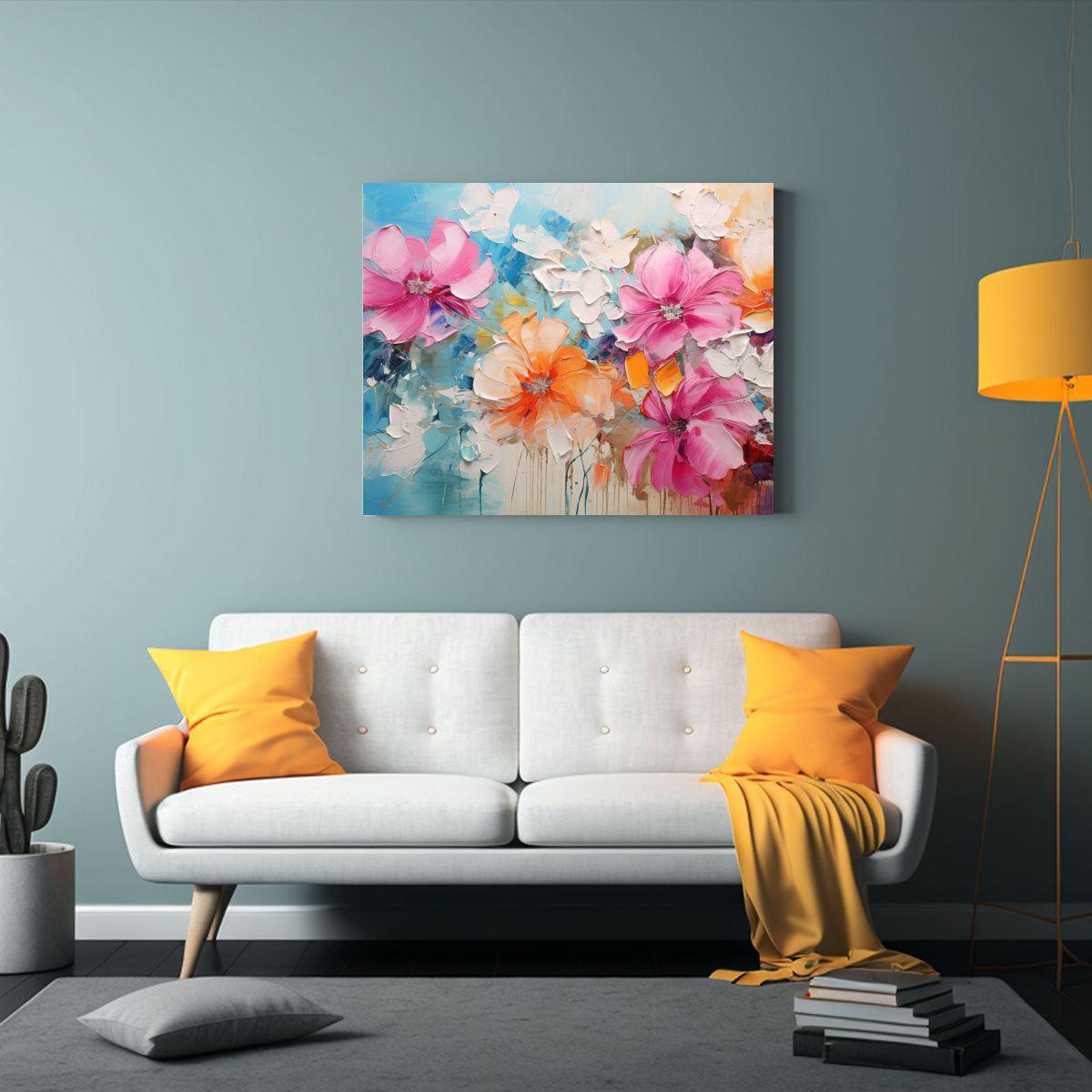 Cuadro Lienzo Flores Vibrantes Estilo Vib: Decoración Repre 75x50cm-2