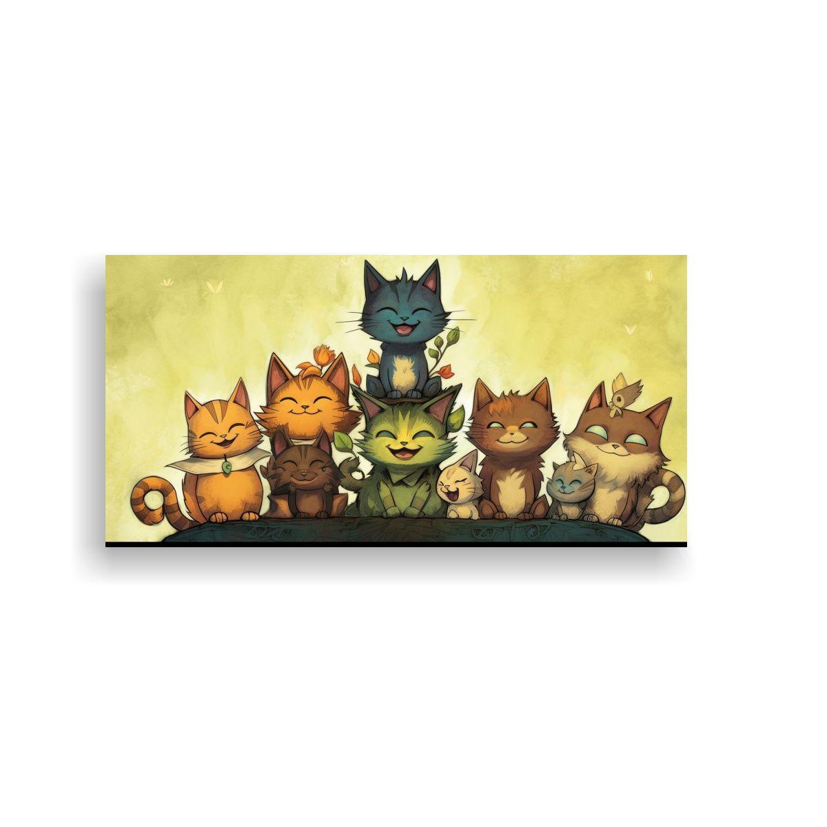 Pinturas Decorativas De Gatos En Textura 160x80cm-0